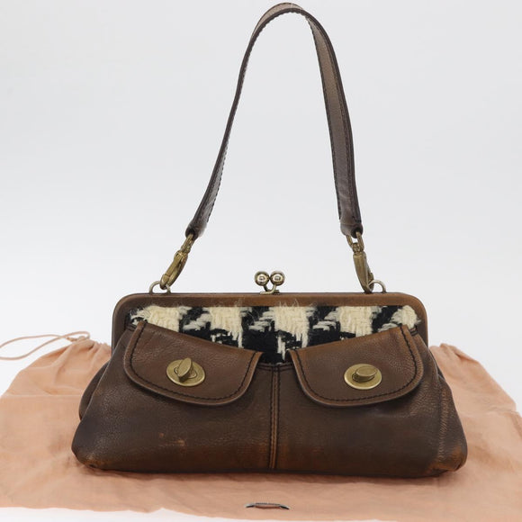 Miu Miu Hand Bag Leather Brown Silver Auth 179018V