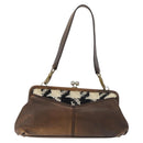 Miu Miu Hand Bag Leather Brown Silver Auth 179018V-4
