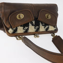 Miu Miu Hand Bag Leather Brown Silver Auth 179018V-7