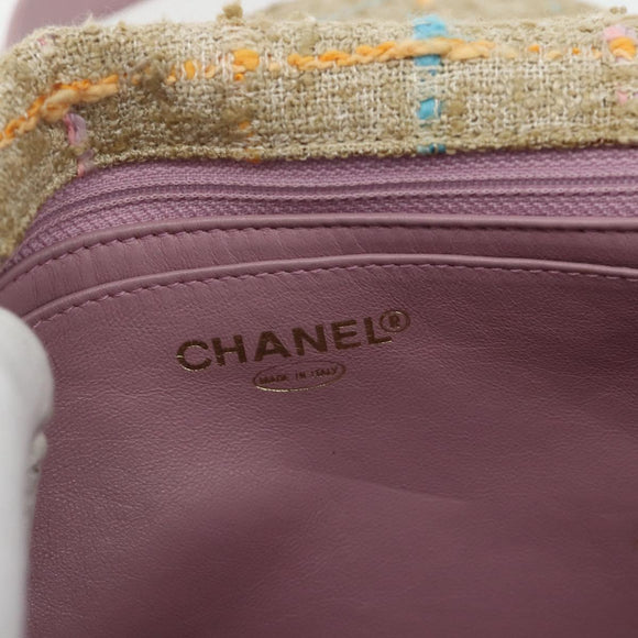 CHANEL 2.55 Shoulder Bag Tweed Pink Gold CC Auth 179020SAV