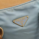 PRADA Shoulder Bag Nylon Light Blue Gold Auth 179021-16