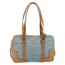 PRADA Shoulder Bag Nylon Light Blue Gold Auth 179021-2