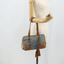 PRADA Shoulder Bag Nylon Light Blue Gold Auth 179021-24