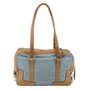 PRADA Shoulder Bag Nylon Light Blue Gold Auth 179021-3