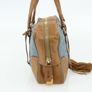PRADA Shoulder Bag Nylon Light Blue Gold Auth 179021-4