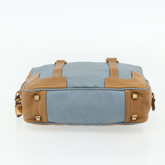 PRADA Shoulder Bag Nylon Light Blue Gold Auth 179021