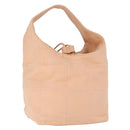 CHANEL Choco Bar Hand Bag Leather Beige CC Auth 179026A-1