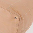 CHANEL Choco Bar Hand Bag Leather Beige CC Auth 179026A-13