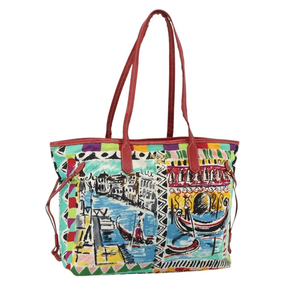 PRADA Tote Bag Nylon Multicolor Gold Auth 179027