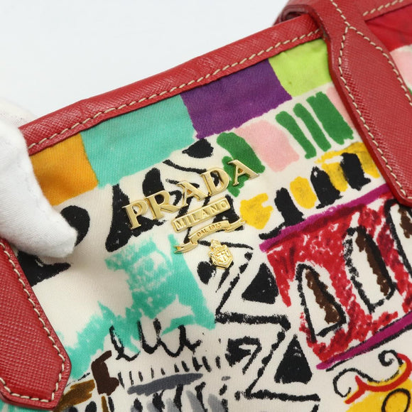 PRADA Tote Bag Nylon Multicolor Gold Auth 179027