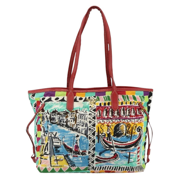 PRADA Tote Bag Nylon Multicolor Gold Auth 179027