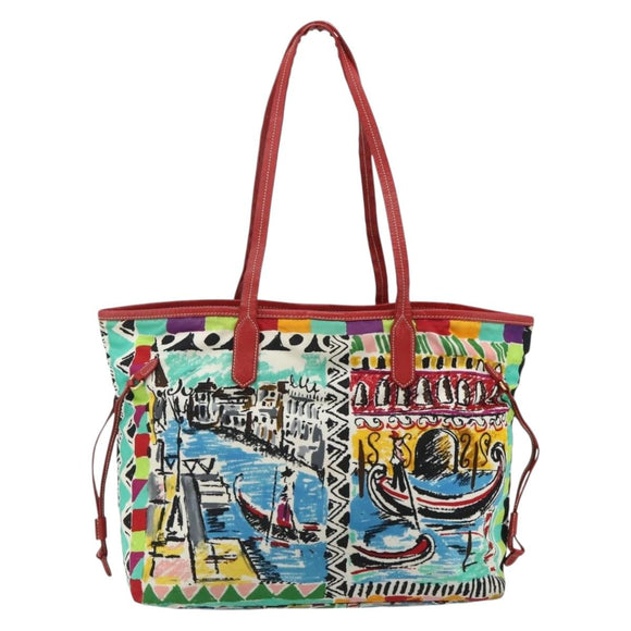 PRADA Tote Bag Nylon Multicolor Gold Auth 179027