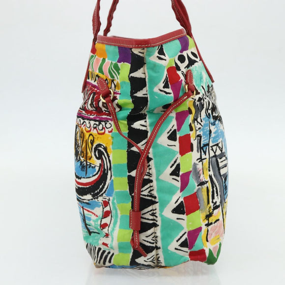 PRADA Tote Bag Nylon Multicolor Gold Auth 179027