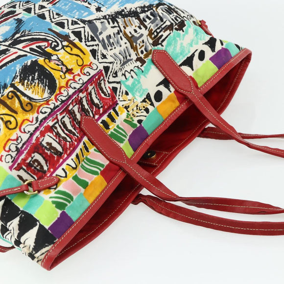 PRADA Tote Bag Nylon Multicolor Gold Auth 179027