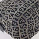 FENDI Zucchino Canvas Mamma Baguette Shoulder Bag Navy Silver Auth 179028SAV-12