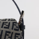 FENDI Zucchino Canvas Mamma Baguette Shoulder Bag Navy Silver Auth 179028SAV-14