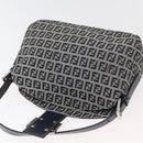 FENDI Zucchino Canvas Mamma Baguette Shoulder Bag Navy Silver Auth 179028SAV-17
