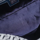 FENDI Zucchino Canvas Mamma Baguette Shoulder Bag Navy Silver Auth 179028SAV-19