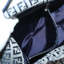 FENDI Zucchino Canvas Mamma Baguette Shoulder Bag Navy Silver Auth 179028SAV-23