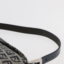 FENDI Zucchino Canvas Mamma Baguette Shoulder Bag Navy Silver Auth 179028SAV-8