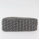 FENDI Zucchino Canvas Mamma Baguette Shoulder Bag Navy Silver Auth 179028SAV-9