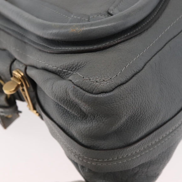 Chloe Paraty Hand Bag Leather 2way Gray Gold Auth 179031A