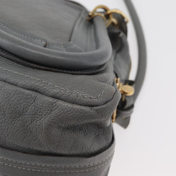 Chloe Paraty Hand Bag Leather 2way Gray Gold Auth 179031A