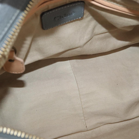 Chloe Paraty Hand Bag Leather 2way Gray Gold Auth 179031A
