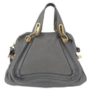 Chloe Paraty Hand Bag Leather 2way Gray Gold Auth 179031A-2