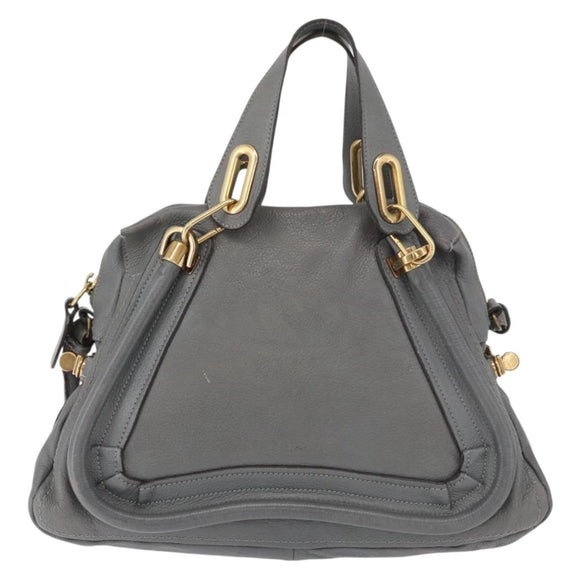 Chloe Paraty Hand Bag Leather 2way Gray Gold Auth 179031A