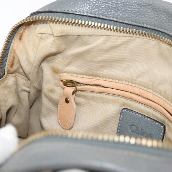 Chloe Paraty Hand Bag Leather 2way Gray Gold Auth 179031A