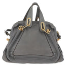 Chloe Paraty Hand Bag Leather 2way Gray Gold Auth 179031A-3