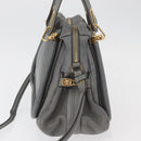 Chloe Paraty Hand Bag Leather 2way Gray Gold Auth 179031A-4