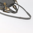 Chloe Paraty Hand Bag Leather 2way Gray Gold Auth 179031A-9