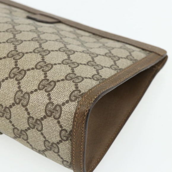 GUCCI GG Supreme Web Sherry Line Clutch Bag PVC Beige Gold 89 01 033 Auth 179040