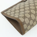GUCCI GG Supreme Web Sherry Line Clutch Bag PVC Beige Gold 89 01 033 Auth 179040-11
