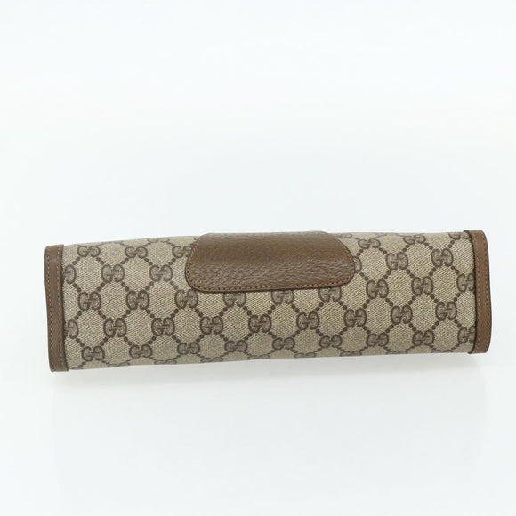GUCCI GG Supreme Web Sherry Line Clutch Bag PVC Beige Gold 89 01 033 Auth 179040
