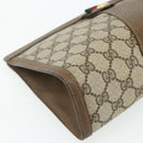 GUCCI GG Supreme Web Sherry Line Clutch Bag PVC Beige Gold 89 01 033 Auth 179040-9