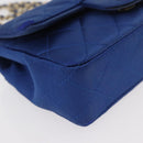 CHANEL Chain Mini Matelasse 17 Shoulder Bag Satin Blue Gold CC Auth 179045-9