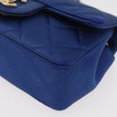 CHANEL Chain Mini Matelasse 17 Shoulder Bag Satin Blue Gold CC Auth 179045-14