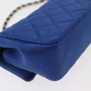 CHANEL Chain Mini Matelasse 17 Shoulder Bag Satin Blue Gold CC Auth 179045-15