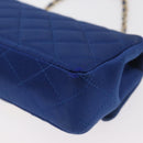 CHANEL Chain Mini Matelasse 17 Shoulder Bag Satin Blue Gold CC Auth 179045-16