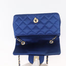CHANEL Chain Mini Matelasse 17 Shoulder Bag Satin Blue Gold CC Auth 179045-10
