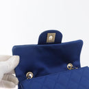 CHANEL Chain Mini Matelasse 17 Shoulder Bag Satin Blue Gold CC Auth 179045-18