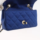 CHANEL Chain Mini Matelasse 17 Shoulder Bag Satin Blue Gold CC Auth 179045-19
