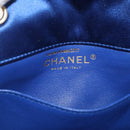 CHANEL Chain Mini Matelasse 17 Shoulder Bag Satin Blue Gold CC Auth 179045-20