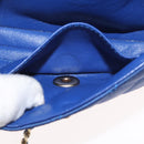 CHANEL Chain Mini Matelasse 17 Shoulder Bag Satin Blue Gold CC Auth 179045-24
