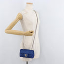 CHANEL Chain Mini Matelasse 17 Shoulder Bag Satin Blue Gold CC Auth 179045-25