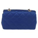 CHANEL Chain Mini Matelasse 17 Shoulder Bag Satin Blue Gold CC Auth 179045-2