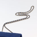 CHANEL Chain Mini Matelasse 17 Shoulder Bag Satin Blue Gold CC Auth 179045-8
